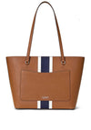 Ralph Lauren Karly Leather Crosshatch Medium Tote Bag, Tan & Soft White