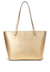 Ralph Lauren Karly Crosshatch Leather Tote, Gold