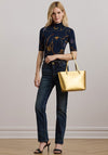 Ralph Lauren Karly Crosshatch Leather Tote, Gold