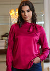 Rant and Rave Chloe Satin Tie Neck Blouse, Pink