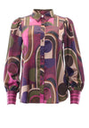 Rant and Rave Isa Abstract Print Satin Shirt, Pink Multi