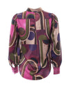 Rant and Rave Isa Abstract Print Satin Shirt, Pink Multi