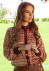 Rant & Rave Susanna Long Sleeve Print Shirt, Burgundy