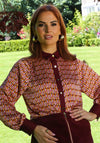 Rant & Rave Susanna Long Sleeve Print Shirt, Burgundy