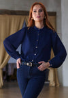 Rant & Rave Louella Long Sleeve Blouse, Navy