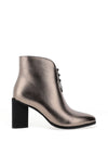 Redz Metallic Block Heeled Ankle Boots, Dark Silver