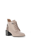 REDZ Decorative Heel Lace Up Ankle Boots, Taupe