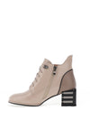 REDZ Decorative Heel Lace Up Ankle Boots, Taupe