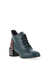 REDZ Decorative Heel Lace Up Ankle Boots, Teal