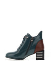 REDZ Decorative Heel Lace Up Ankle Boots, Teal