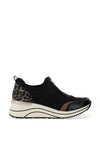 Remonte Leopard Print Wedge Trainers, Black