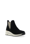 Remonte Suede Zebra Detail Wedge Ankle Boots, Black