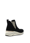 Remonte Suede Zebra Detail Wedge Ankle Boots, Black