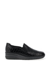 Rieker Patent Leather Embossed Loafers, Black