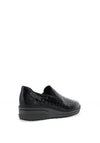 Rieker Patent Leather Embossed Loafers, Black