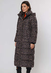 Rino and Pelle Roza Leopard Print Puffer Coat, Brown