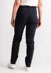 Robell Marie Jacquard Slim Fit Trousers, Navy