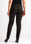 Robell Bella Houndstooth Slim Fit Trousers, Brown