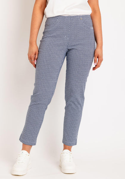 Robell Bella Ankle Grazer Trousers in Navy