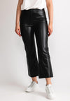 Robell Joella Faux Leather Cropped Flare Trousers, Black