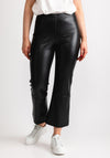 Robell Joella Faux Leather Cropped Flare Trousers, Black