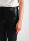 Robell Joella Faux Leather Cropped Flare Trousers, Black