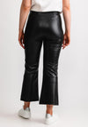 Robell Joella Faux Leather Cropped Flare Trousers, Black