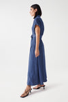 Salsa Belted Waist Midi Dress, Blue Denim