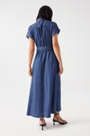 Salsa Belted Waist Midi Dress, Blue Denim