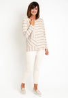 Ever Sassy Stitch Stripe Ribbed Top, Beige