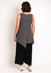 Ever Sassy Waffle Knit Asymmetric Top, Dark Grey