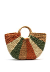 Zen Collection Woven Fan Large Grab Bag, Apricot Multi