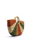 Zen Collection Woven Fan Large Grab Bag, Apricot Multi