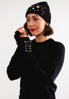 Serafina Collection Embellished Hat & Gloves Gift Set, Black