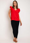 Serafina Collection Frill Cap Sleeve Top, Red