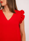 Serafina Collection Frill Cap Sleeve Top, Red