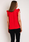 Serafina Collection Frill Cap Sleeve Top, Red