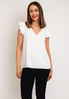 Serafina Collection Frill Cap Sleeve Top, White