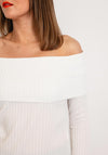 Serafina Collection Bardot Long Sleeve Top, White