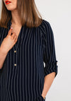 Serafina Collection V-Neck Striped Blouse, Navy