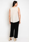 Simple Wish Curve Juna V Neck Linen Top, Beige