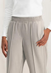 YAYA Soft Woven Slit Cuffs Wide Leg Trouser, Beige Melange