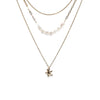 Seventy1 Multi Chain Starfish & Pearl Necklace, Gold