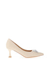 Sorento Secret Garden Faux Leather Embellished Heels, Nude