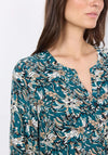 Soyaconcept Split Neck Floral Print Top, Dark Green