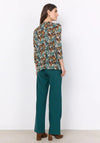 Soyaconcept Marica Floral Print V-Neck Blouse, Dark Green