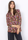 Soyaconcept Marica Floral Print V-Neck Blouse, Bordeaux