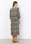 Soyaconcept Marica Puff Sleeve Floral Print Midi Dress, Dark Green