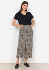 Soyaconcept Owena Leopard Print Denim Midi Skirt, Beige