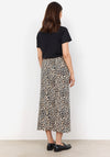 Soyaconcept Owena Leopard Print Denim Midi Skirt, Beige